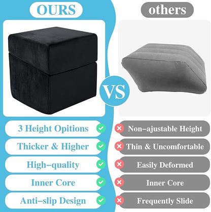 ROYALAY Adjustabl Foot Rest Under Desk for Office, High-Density Foam Foot Rest with 3 Adjustable Heights, Ergonomic Footrest with Washable Cover for Home, Airplane, Travel(16 * 14.5 * 17in, Black)