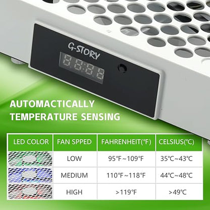 G-STORY Cooling Fan for Xbox Series X with Automatic Fan Speed Adjustable by Temperature, LED Display, High Performance Cooling, Low Noise, 3 Speed 1500/1750/2000RPM (140MM) with RGB LED (White)