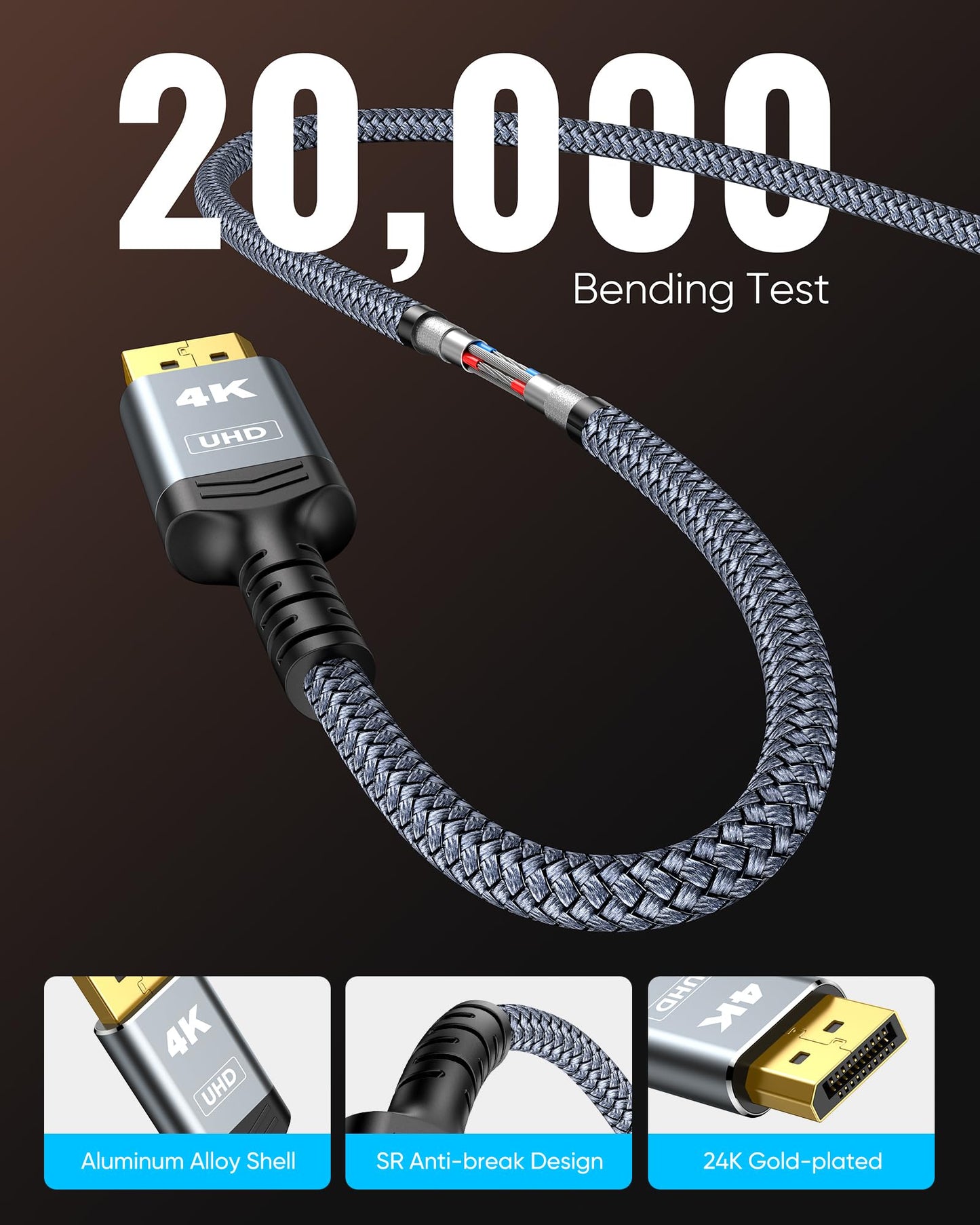 Highwings 4K DisplayPort to HDMI, Uni-Directional Only DP to HDMI 6.6FT