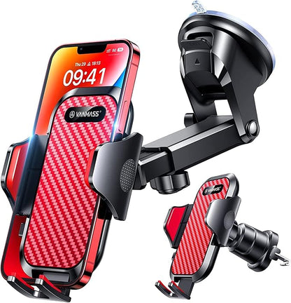 VANMASS [Longest Lasting] True Military-Grade Car Phone Holder Strongest Suction & Clip Cell Mount Dashboard Windshield Vent Automobile Cradle Truck Accessories for iPhone 16 15 Pro Max 14 13 Android