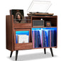 Large Record Player Stand with Sliding Door,350Vinyl Record Storage Cabinet