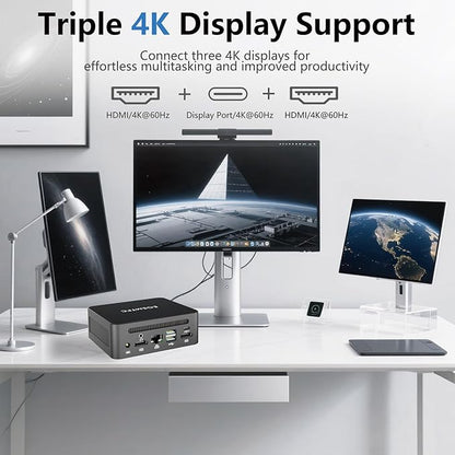 Mini Desktop Computer, Intel Core i5-12450H (Up to 4.40GHz), 16GB DDR4 RAM, 512GB M.2 SSD, Mini PC Supports Triple 4K Display, USB 3.2, Wi-Fi 6, BT 5.2, RJ45 2.5G