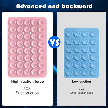 2PACK Silicone Double Sided Suction Phone Case Mount, Detachable Hands Free & Strong Grip Holder for Selfies & Videos, Compatible iPhone Android (Sand Pink, 2Pack 40 Suction Cups)