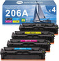 MYTONER 206A Toner Cartridges 4 Pack (with Chip) Compatible Replacement for HP 206A 206X for Color Pro MFP M283fdw M283cdw M282nw Pro M255dw M255nw M283 M255 M282 Printer W2110A W2110X High Yield
