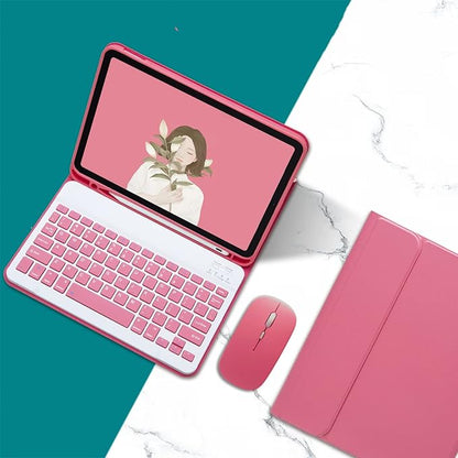 AnMengXinLing Lovely Keyboard Case for iPad 9th/8th/7th Generation with Mouse,Case for iPad9 iPad8 iPad7 10.2 inch with Pencil Holder and Deatachable Keyboard Mouse, New Pink