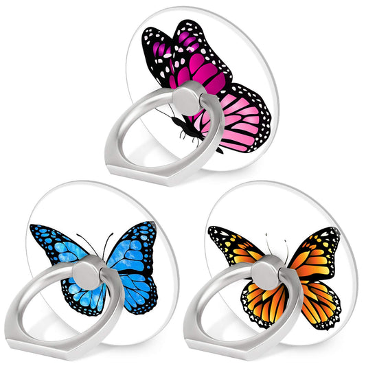 Bonoma Finger Ring Stand, 3 Pack Butterfly 360 Degree Rotation Phone Ring Stand Grip Holder Compatible with Smartphones and Tablets