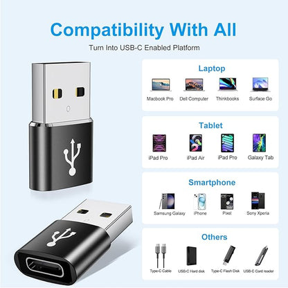 USB to USB C Adapter 10 Pack,USBC to USB Adapter,USB Type C Male Female Adaptor,USBC Converter for iPhone 16 15 14,MacBook Pro,iPad,Car Charger,Black