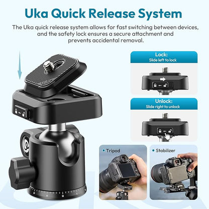 ULANZI TT53 Camera Tripod, 70.8” Travel Tripod for DSLR/Phone, Heavy Duty Fold Portable Stand with 360° Ball Head UKA Quick Release Plate, Lightweight Compact for Photography Vlogging Video Shooting