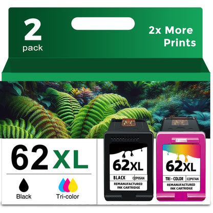62XL Ink Cartridges Black Color Replacement for HP Ink 62 XL to 7640 5660