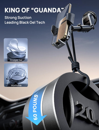 Air Vent Car Phone Holder, Adjustable Wide Clamp, Metal Hook, Anti-Shake