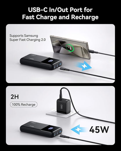 INIU Power Bank, 20000mAh 65W Compact USB C Laptop Portable Charger, PD QC Fast Charging 3-Output Battery Pack, Travel Charger for Laptop MacBook iPad Tablet Steam Deck iPhone 16 15 Samsung S22