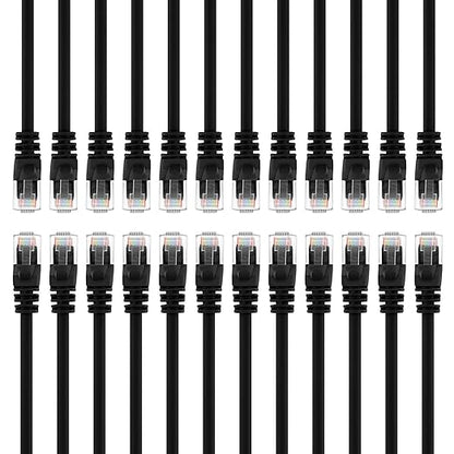 GearIT 50-Pack, Cat5e Ethernet Patch Cable 3 Feet - Snagless RJ45 Computer LAN Network Cord, Black - Compatible with 48 Port Switch POE Rackmount 48port Gigabit