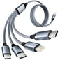 USB C Multi Charging Cable [1Pack 5FT], 4 in 1 Charging Cable Nylon Braided USB-C Multiple Charger Cord with Micro USB,IP Port and 2 Type C Adapter Port for iPhone 16/15 Series/Cell Phones and More