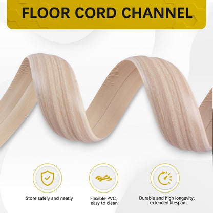 JAHOMFAI Floor Cord Cover 10FT Cord Covers for Wires on Floor Protect Wires & Prevent Trip Hazards, Easy to Cut for Home, Office, School, Concerts, Cavity W0.6in x H0.32in