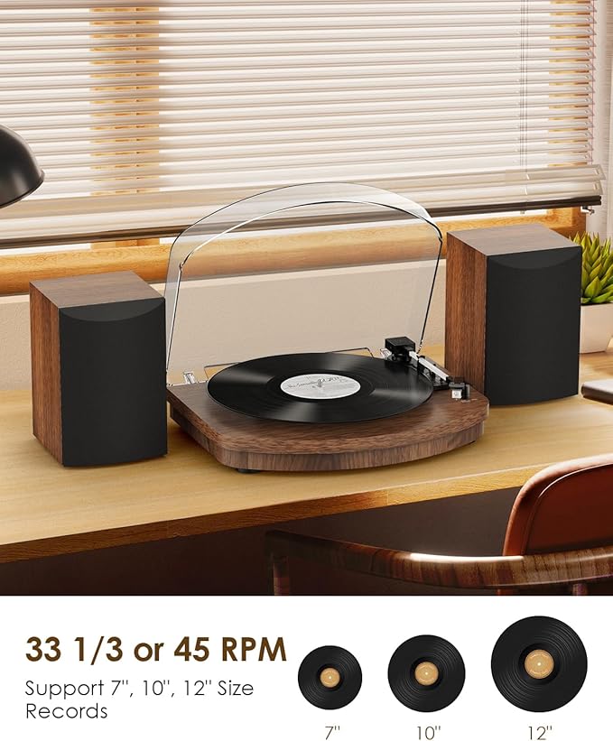 Retrolife Vinyl Record Player with External Speakers AT-3600L Cartridge
