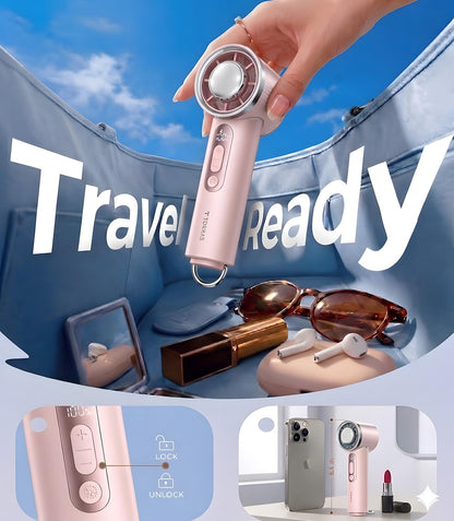 TORRAS COOLiFY iva Handheld Fan with Ice Cooler, [Chill by 50°F], 0-100 Adjustable Speed, Super Mini Powerful Portable Fan 4900mAh Rechargeable, Hand Fans, Gifts for Women, Pink