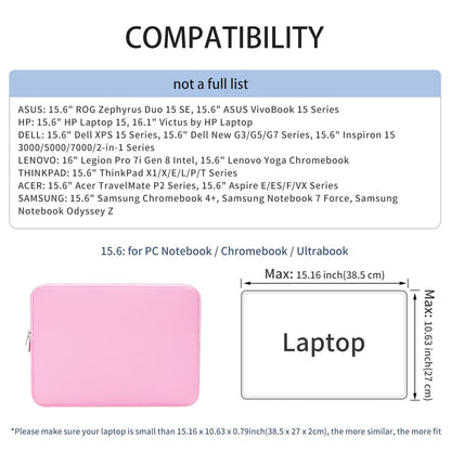 RAINYEAR 15.6 Inch Laptop Sleeve Case Soft Lining Padded Cover, Pink