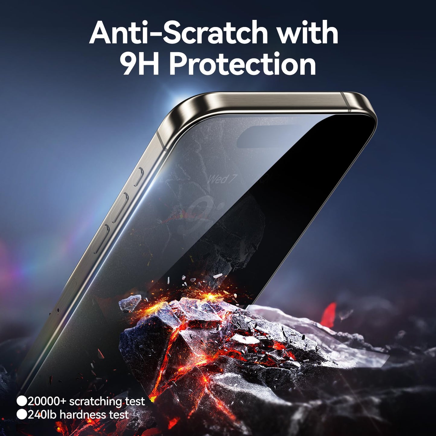 SMARTDEVIL Privacy Screen Protector for iPhone 15 Pro 2 Pack Private Tempered Glass + 2 Pack Camera Lens Protector,28°Anti Spy, Bubble Free, Auto-Dust Removal