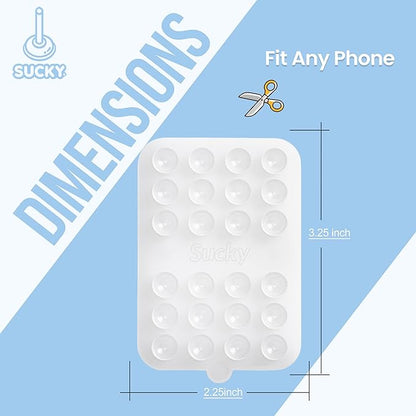 SUCKY Double Sided Suction Phone Octo Cup Buddy Mount - Anti-Slip Holder, Hands-Free Phone Accessory for iPhone and Android - Sticky Grip for Selfies, Videos - Clear