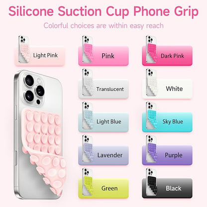 Silicone Suction Cup Phone Case Mount Double Sided, Phone Accessories Hands-Free Strong Grip Holder for Selfies and Videos, Silicon Phone Stand for iPhone and Android Sky Blue