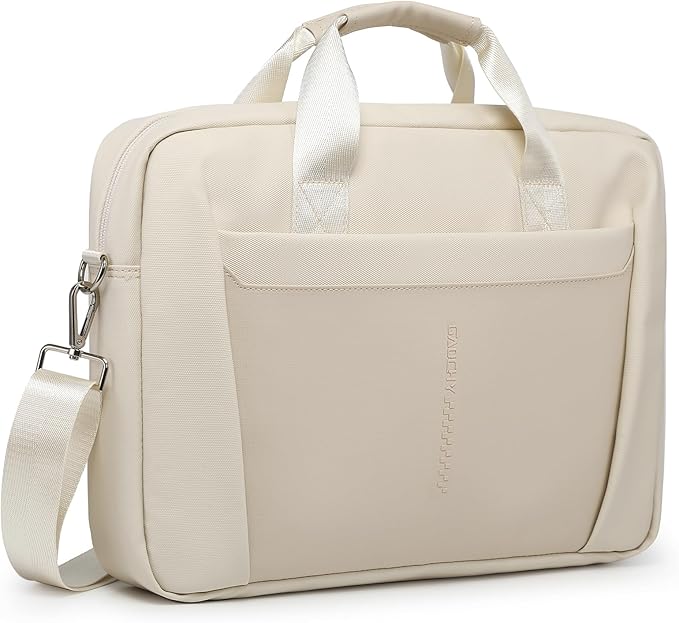 13-14 Inch Laptop Shoulder Bag Business Briefcase Water Resistant Computer Messenger Bags Compatible with MacBook Pro 14, MacBook Air 13 M4, HP, Dell, ASUS Notebook, Pearl White
