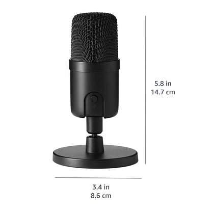 Amazon Basics Condenser Microphone for PC, Cardioid Pickup, USB Mic for Streaming, Recording, and Podcasting, 360° Adjustable Stand, Plug and Play, 5.8" x 3.4", Black