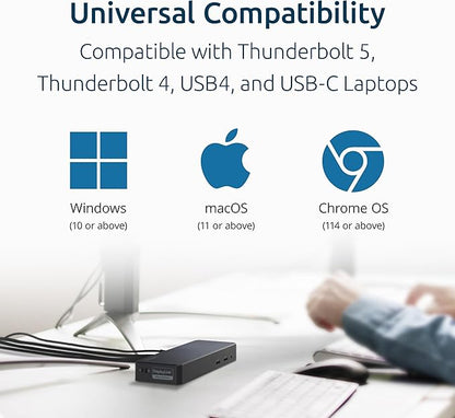 Kensington SD4760P 11-in-1 USB-C Docking Station Triple Monitor DisplayLink Docking Station, 3xHDMI, 100W Charging for Laptop, 6xUSB A, Ethernet, Audio, for Mac and Windows Driver Require K33622NA