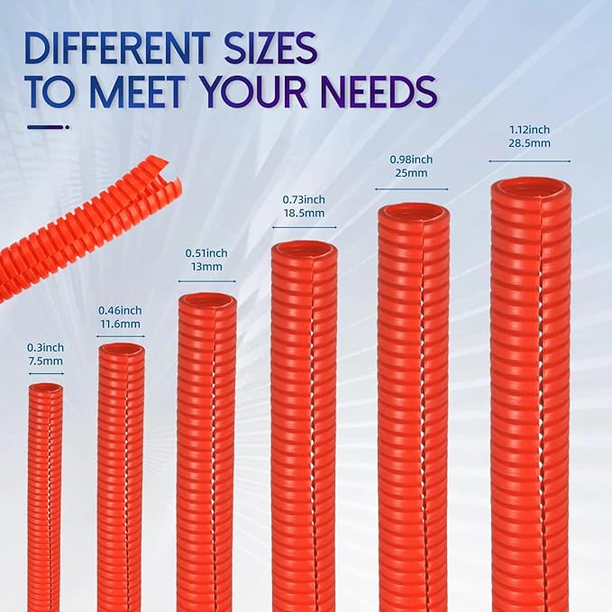 Split Wire Loom Tubing, 10,25ft Cord Protectors from Pets No Chew, Flexible Wire Covers Cord Protectors, Protective Split Cable Sleeve for Automotive Home Industrial Wires(Red, 0.98inch-10ft)