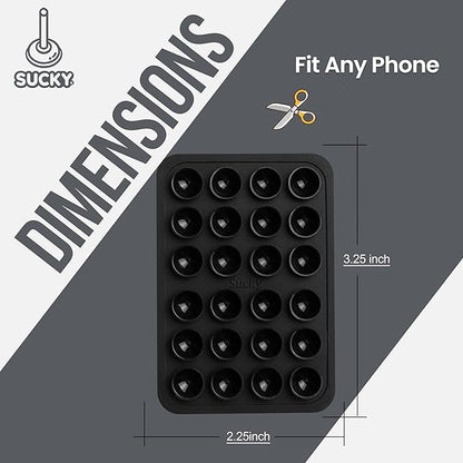 SUCKY Silicone Suction Phone Case Adhesive Mount - Anti-Slip Holder, Hands-Free Fidget Toy, Phone Accessory for iPhone and Android (Deep Black, Single Sided)