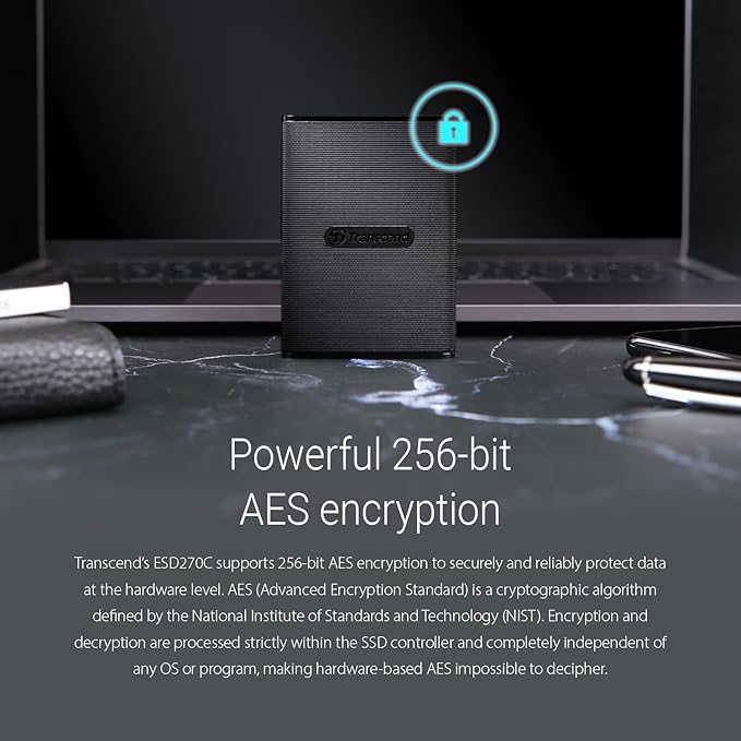 Transcend 500GB External SSD for iPhone/iPad/Mac/Windows/Android, PC/Laptop/Tablet/TV/Game Console, Portable Solid State Drive with One Touch Back up, One-Time Password Unlock, Type-A&Type-C Cables
