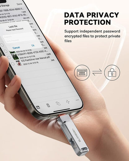 MFi Certified 256GB Flash Drive for iPhone Photo Stick, USB Thumb Drive Memory Stick High Speed USB Drive Photo Storage for iPhone Compatible for iPhone/iPad/Android/PC