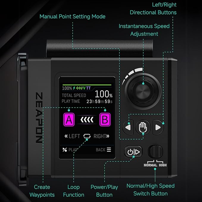 Zeapon Micro4 E700 & PONS PT Heads Double Distance Motorized Camera Slider, High-Speed Low Noise Motor 10-26Lbs Payload, 33''/77cm, LCD Screen, App Control, Smooth Damping Design