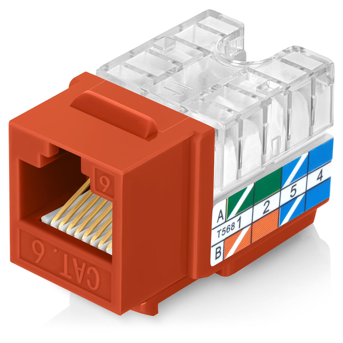 Everest 90 Degree RJ45 Cat6A Keystone Jacks Slim Profile 20-Pack Yellow