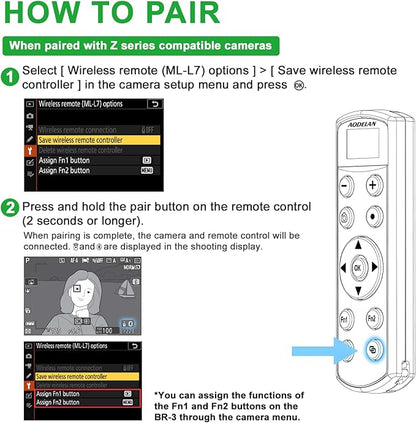 for Nikon Rechargeable Shutter Release,Wireless Camera Remote Control Compatible with P1000,P950,B600,A1000,Z6 II,Z30,Z50,Z5,Z7 II,Z fc,Z f,Z6 III,Z50 II,P1100,Z5II Replaces Nikon ML-L7