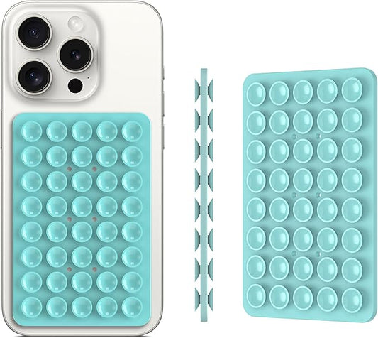 CMZZ 2PACK Silicone Double Sided Suction Phone Case Mount, Detachable Hands Free & Strong Grip Holder for Selfies & Videos, Compatible iPhone Android (Sky Blue, 1Pack)