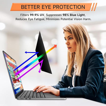 Privacy Screen for MacBook Pro 14 Inch (2021-2024, M1, M2, M3, M4, Pro, Max), Matte Anti Glare Blue Light Filter, Nano No Glue Anti Spy Black Protector for Mac Pro 14In Laptop Computer