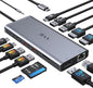 USB C Laptop Docking Station Dual Monitor HDMI for Dell/Lenovo/HP Laptop 14 in 1 USB C Hub Multiport Adapter Dongle Dock USB C to 2 HDMI 4K+DisplayPort+Ethernet+4USB+2USB C+100W PD Charger+SD/TF+Audio