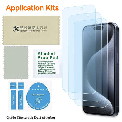 Focuses Anti Blue Light Screen Protector for iPhone 15pro & iPhone 15 [3 Pack] 9H+ Anti Blue Light Tempered Glass, Anti-Scratch, Case Friendly
