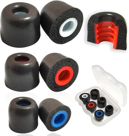 Memory Foam Tips Replacement Ear Tips Fit 5mm-7mm Anti-Slip Isolation Noise Replacement Earbuds Tips for in-Ear Earphones with Storage Box