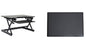 Rocelco 32" Height Adjustable Standing Desk Converter - Sit Stand Computer Workstation Riser - Dual Monitor Retractable Keyboard Tray Gas Spring Assist - Black (R EADRB2)