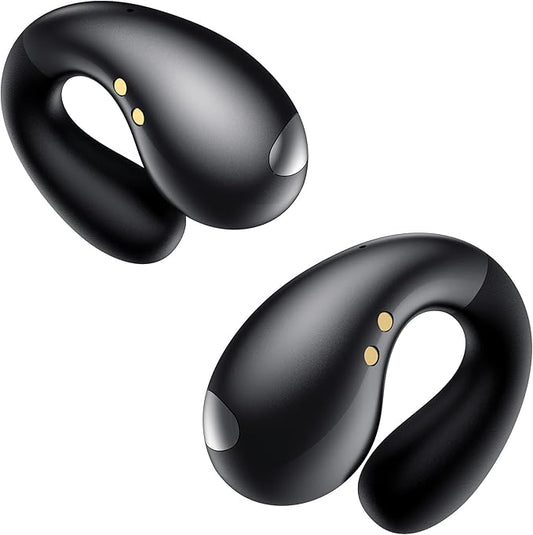 Ultra Open Ear Earbuds - Ergonomic Clip-On Earbuds, Small Bone Conduction Over-The-Ear Headphones with Waterproof Design, Perfect Running Headphones for Sports and Fitness, Black
