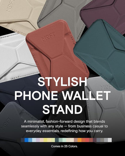 MOFT MagSafe Wallet Stand Compatible with iPhone 16/15/14/13/12 Series, Angle Adjustment & MOVAS Phone Stand (Sienna Brown)