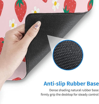 Gaming Mouse Pad Strawberry Desk Mat for Desktop Long Computer Keyboard Desk Pad Mouse Mat with Non-Slip Rubber Base Stitched Edges for Computer Home Office Gaming 31.5×11.8