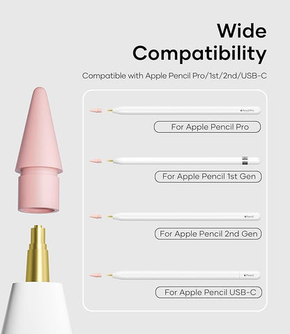 Replacement Pencil Tips for Apple Pencil Pro, Pen Tips for Apple Pencil 2nd Gen/1st Gen/USB-C, Wear-Resisting Pencil Nibs with Storage Box, Pen Nibs Set Compatible with Apple Pen (6 Pack, Pink)