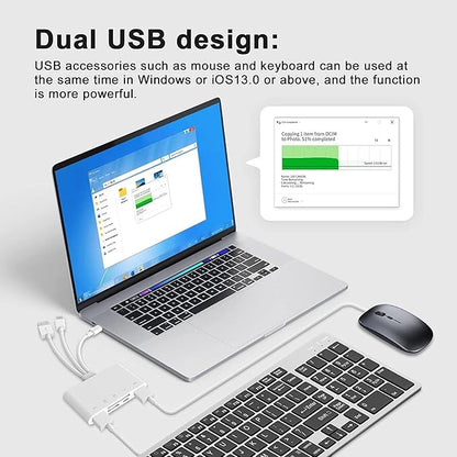 [Apple MFi Certified] 5-in-1 iPhone Memory Card Reader, USB OTG Adapter & SD/TF Card Camera Viewer for iPhone/iPad/PC/Android/Camera/USB C & A Devices, Supports SD/Micro SD/SDHC/SDXC/MMC Plug and Play
