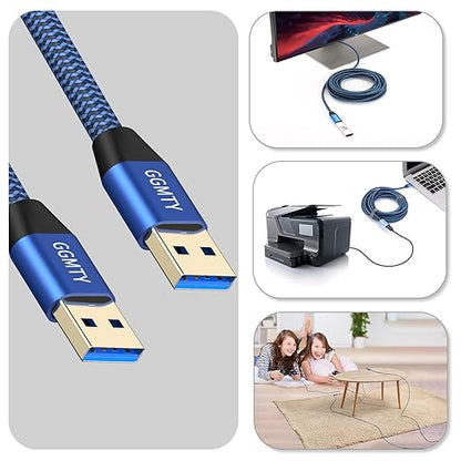 USB to USB Cable 3FT(2 Package),Durable Braidedfor USB 3.0 Male to Male Type A to Type A Cable Data Transfer Compatible with Hard Drive, Laptop, DVD Player, TV, USB 3.0 Hub, Monitor, Camera