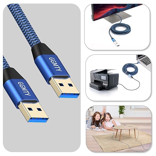 USB to USB Cable 25FT,Durable Braidedfor USB 3.0 Male to Male Type A to Type A Cable Data Transfer Compatible with Hard Drive, Laptop, DVD Player, TV, USB 3.0 Hub, Monitor, Camera, Set Up Box and More