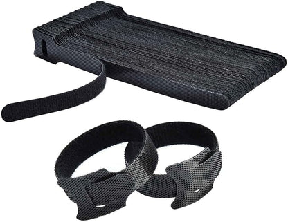 60PCS Fastening Cable Ties Reusable, Premium 6-Inch Adjustable Cord Ties, Microfiber Cloth Cable Management Straps Hook Loop Cord Organizer Wire Ties Reusable (Black Colors)