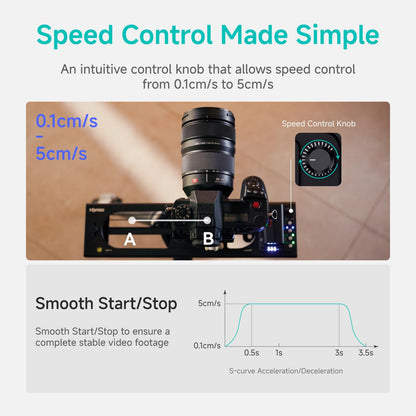 Accsoon Toprig Motorized Camera Slider, Wireless DSLR Video Slider with Button/APP Control, Time-Lapse/Loop Mode, Speed Knob, 120° Panoramic Shooting, Compatible with GoPro, Camera-24inch Video Slider