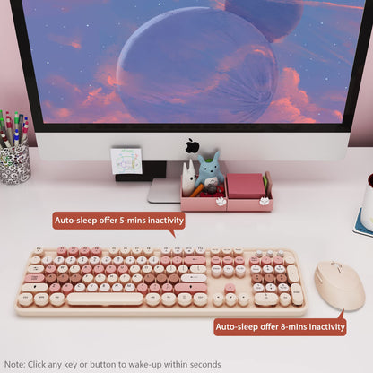 Wireless Keyboard and Mouse Cute Retro Typewriter for PC